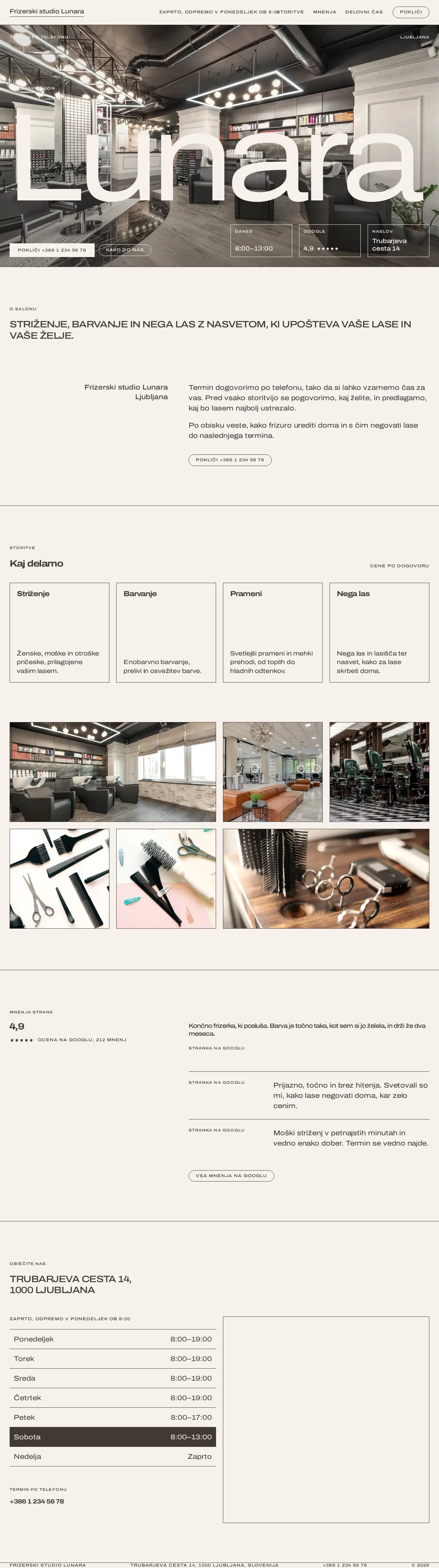 Frizerski studio Lunara — primer strani